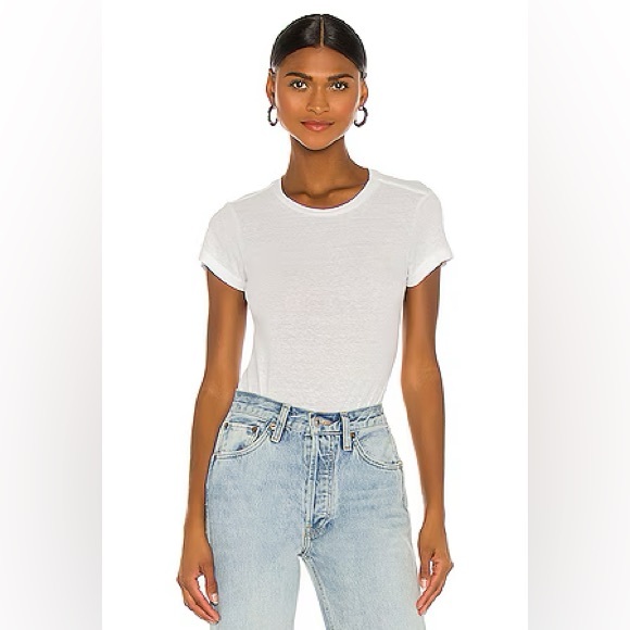 RE/DONE 1960s Slim Tee Bodysuit in Optic White - Picture 1 of 1